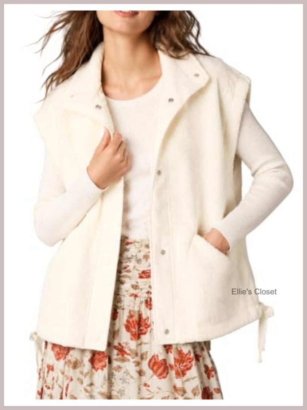 Oversized Sherpa Fleece Vest Fuzzy Sleeveless Gilet Snap Button Women